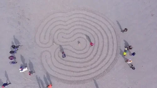 Still from Mathematical Labyrinth Workshop film drone shot - 1